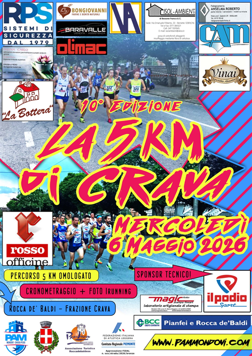 Chiusura strade e divieto di sosta frazione Crava  il 06/05/2026 per svolgimento gara podistica â€œ5Km di Crava"
