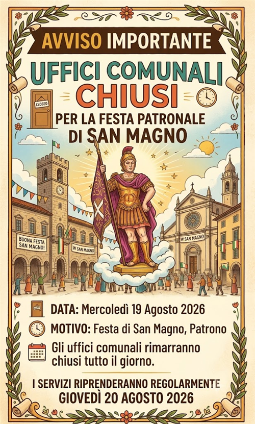 Chiusura uffici comunali per festa patronale